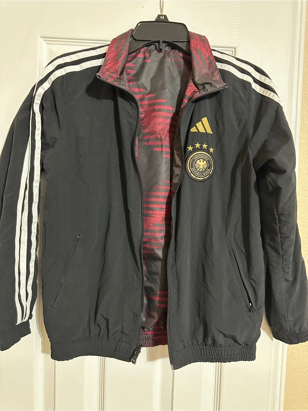 adidas kids Reversible Black and Red National Team Windbreaker